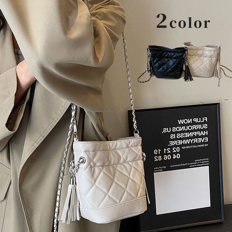キルティングショルダーバッグ　ビンテージ　鞄　レディース　韓国ファッション　2colors