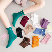 靴下　ソックス　デザイン　レディース　韓国ファッション　パール　春夏