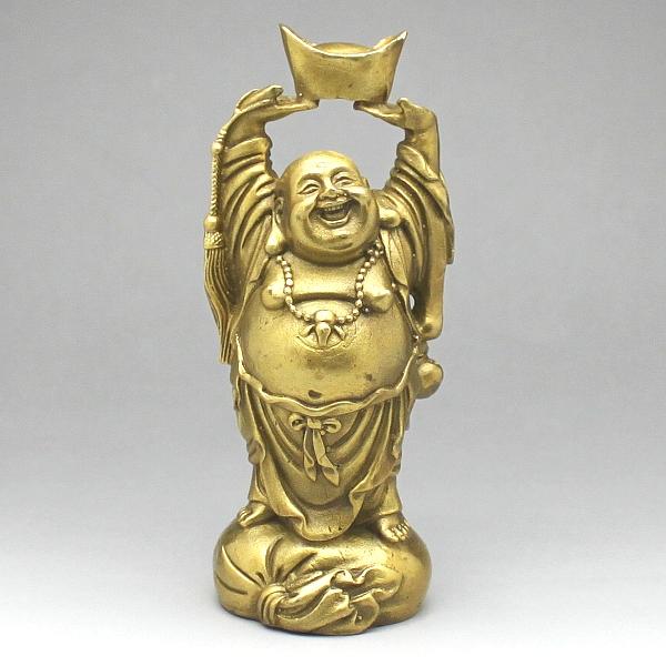 【風水 開運 インテリア】銅製 上元宝布袋 ハッピーブッダ happy buddha statue