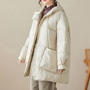 初回送料無料　秋冬厚手コート　保温フード付きサイズコート　ゆったりサイズミディアムコート