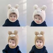 韓国風 子供用 防寒帽子 厚手 耳保護 ニット ぬいぐるみ  赤ちゃん 超可愛い もこもこ 6色