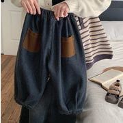 キッズ服     韓国風子供服    デニムパンツ    裹起毛    ジーンズ    90-140cm