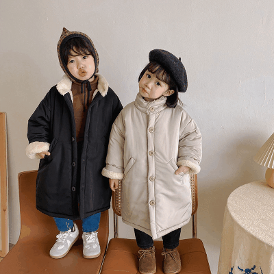 秋冬新作 ナチュラル系 韓国風子供服 キルティング 綿入れコート 厚手上着 裏ボア裏起毛 90-150
