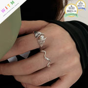 個性 指輪 リング 高級感 金属リング 真珠 アクセサリー 素敵なデザイン 開口指輪