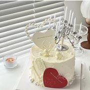 2023年新作★誕生日の祝い  デコレーション ケーキの札 真珠ハート　装飾品  道具装飾 パーティー用