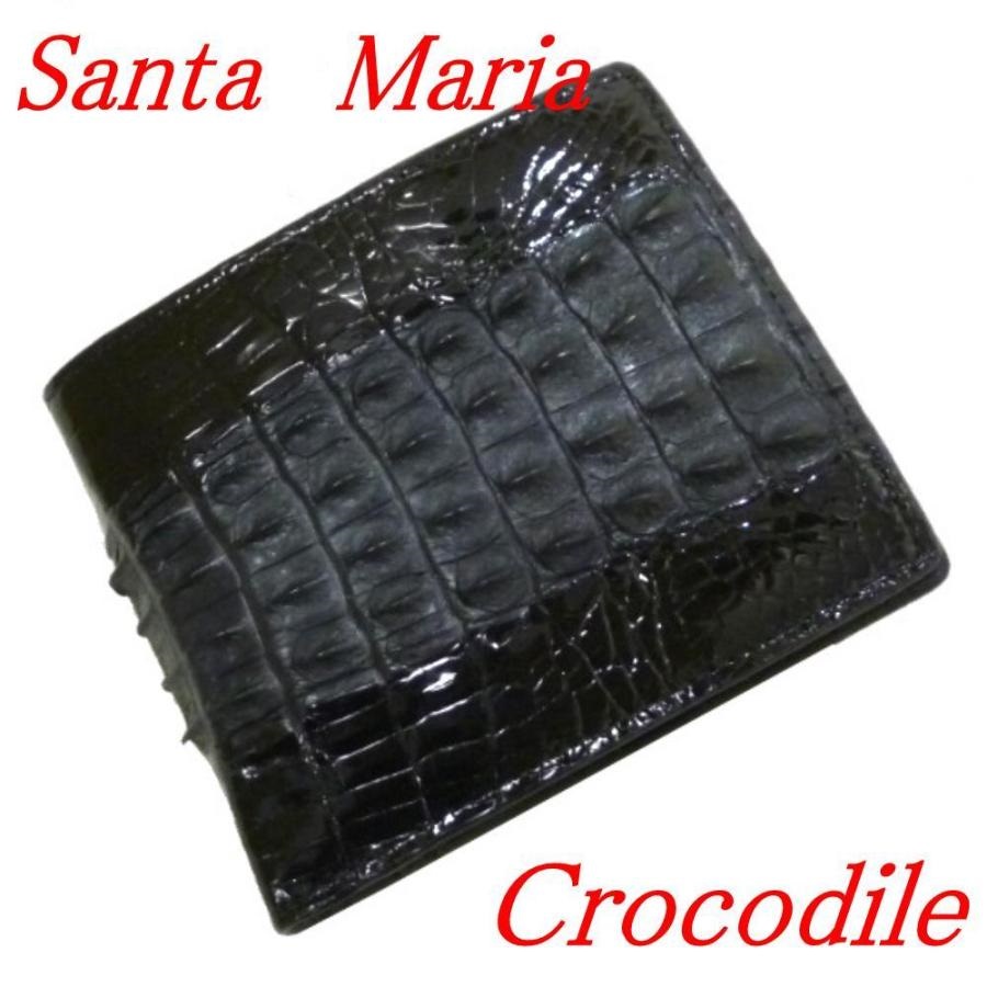 クロコダイル 財布 大容量 メンズ 二つ折り 背鰐テール 折財布 Santa Maria サンタマリア製