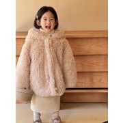 ★Girls★　子供コート　80~140cm　帽子付きファーロングコート　韓国キッズファッション