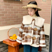 ★Girls★　子供コート　90~150cm　チェック柄ジャケット　韓国キッズファッション