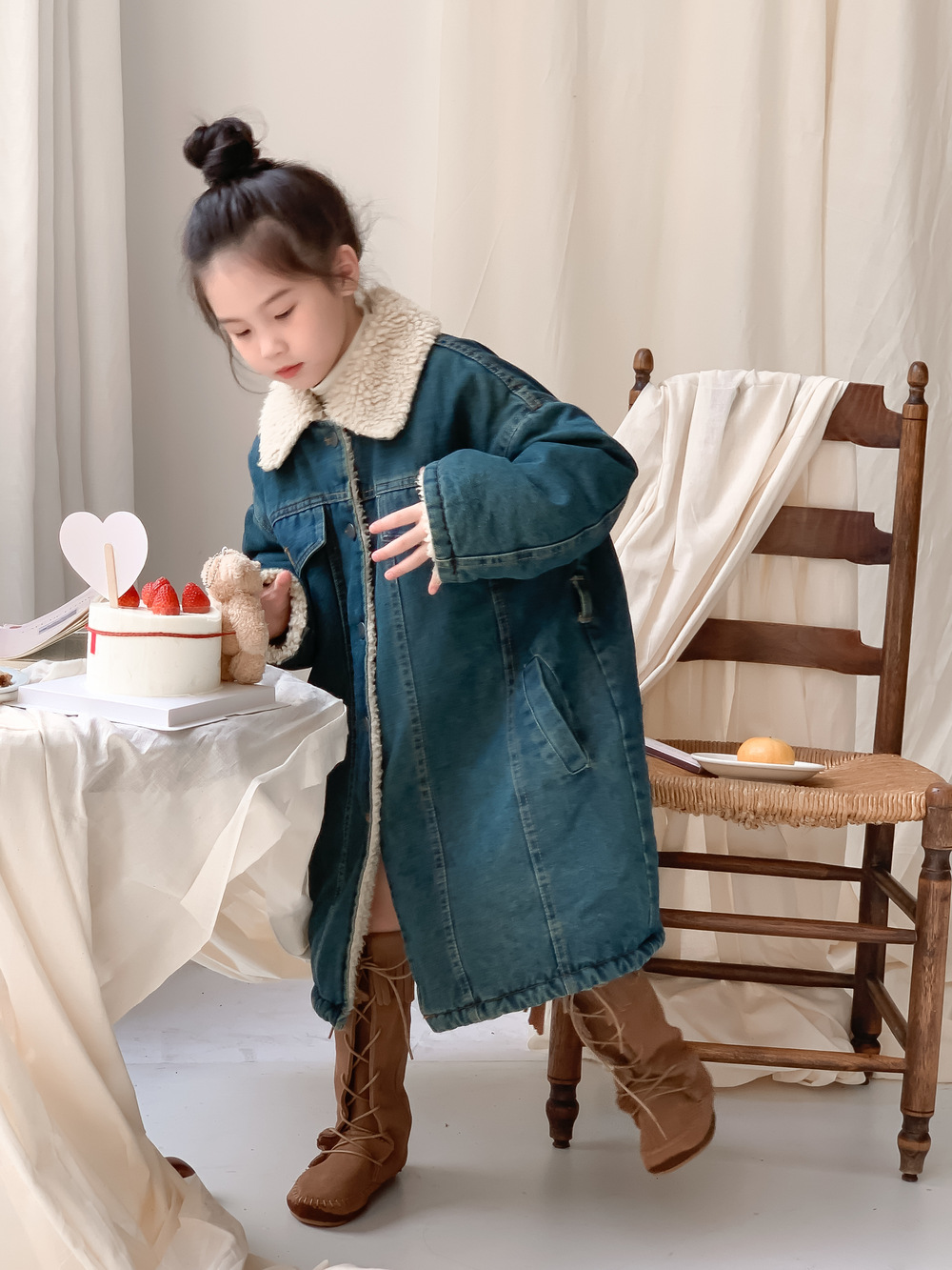 ★Girls★　子供コート　90~150cm　デニムロングジャケット　韓国キッズファッション