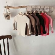 ★Girls★　子供ニットTシャツ　90~130cm　フリルネックキッズインナー　韓国キッズファッション