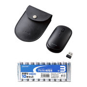 エレコム BlueLEDマウス薄型無線4ボタンポーチ付ブラック + アルカリ乾電