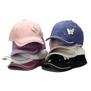 子供用野球帽 日よけ帽  キャップ  蝶 インサートドリル  かわいい ファッション  帽子