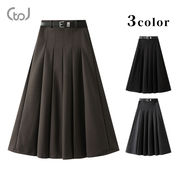 ★全3色★　レディースロングスカート　M~L　ベルト付　　オフィスカジュアル　韓国ファッション