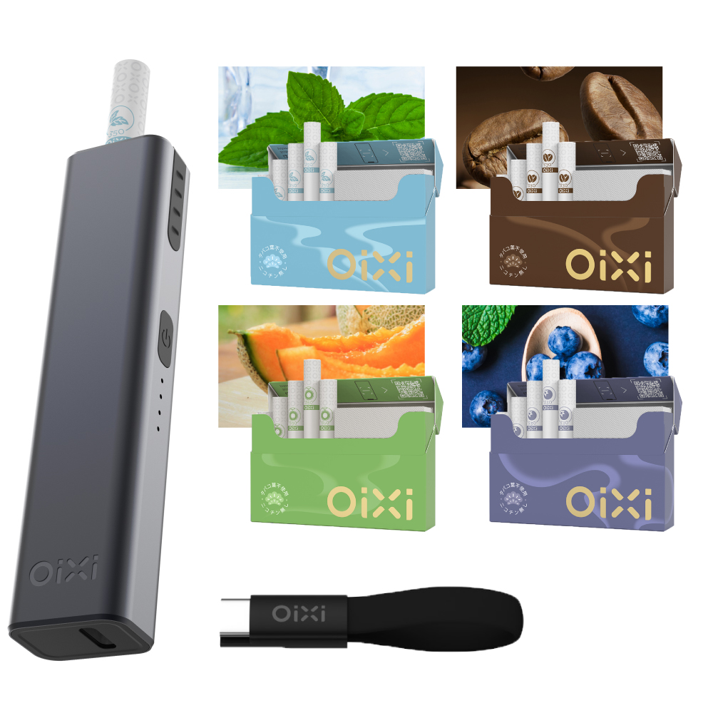 OiXi 加熱式タバコ HNB スターターキット 【本体(USBケーブル付き)＋フレーバー4種 (各20本)】 6か月保証