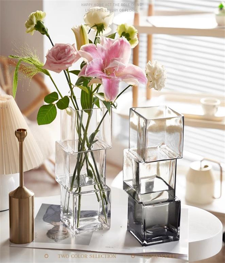 今年売れてます  花瓶 家庭用 水耕栽培 リビング 卓上置物 トレンド ずれ花瓶 クリア ガラス花瓶