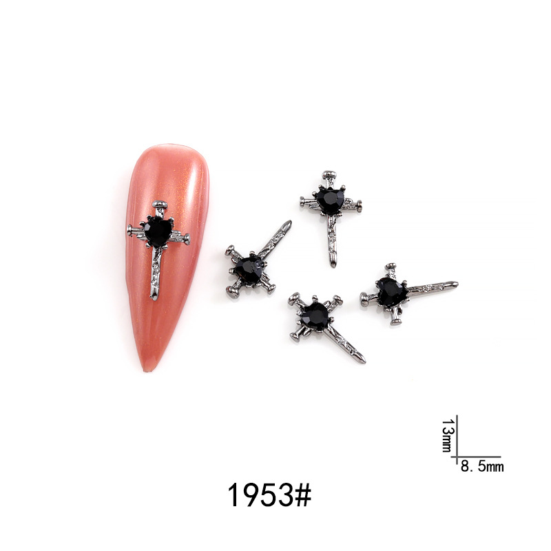 10枚セット クロス ハート型 頭蓋骨 ゴシック ネイルパーツ