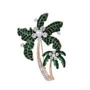 可愛い 韓国ファッションダイヤモンド ココナッツの木のブローチ 人気ハワイ風アクセサリー 女性コサージュ
