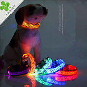 ヒョウ柄 ペット用 USB充電式 ライトカラー LED 調節可能 犬の首輪 ロス防止 安全ネックレス 常夜灯