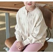 2024春  ニット  女の子  セーター   INS  透かし彫り  韓国子供服  トップス  カーディガン 90-120CM 2色