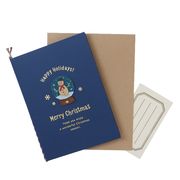 【クリスマス】Handmade card  ウッドパーツカード スノードーム