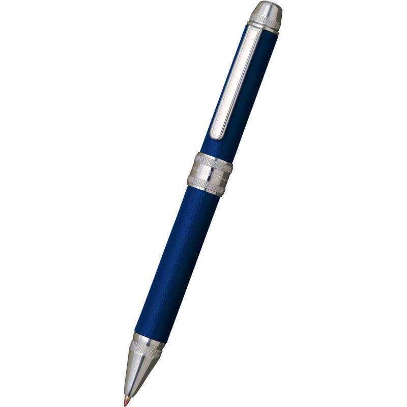 （品薄・ご注文分より順次）プラチナ ダブルアクションR3レザー 多機能ペン MWBL-3000 ブルー