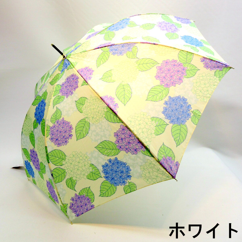 【雨傘】【長傘】風に強い耐風タイプ◎ハイドレンシア柄・軽くてさびにくいジャンプ雨傘