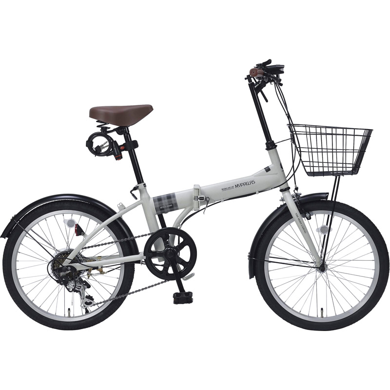 送料無料 マイパラス 折りたたみ自転車２０インチ・６段変速・オールインワン アイスグレー MF-205-IC