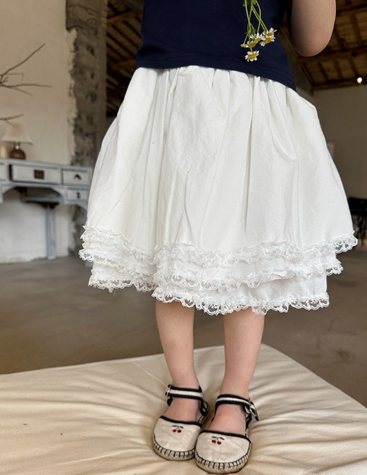 ins 韓国風子供服  ベビー服   ティアードスカート  ホワイト  ボトムス  女の子  スカート