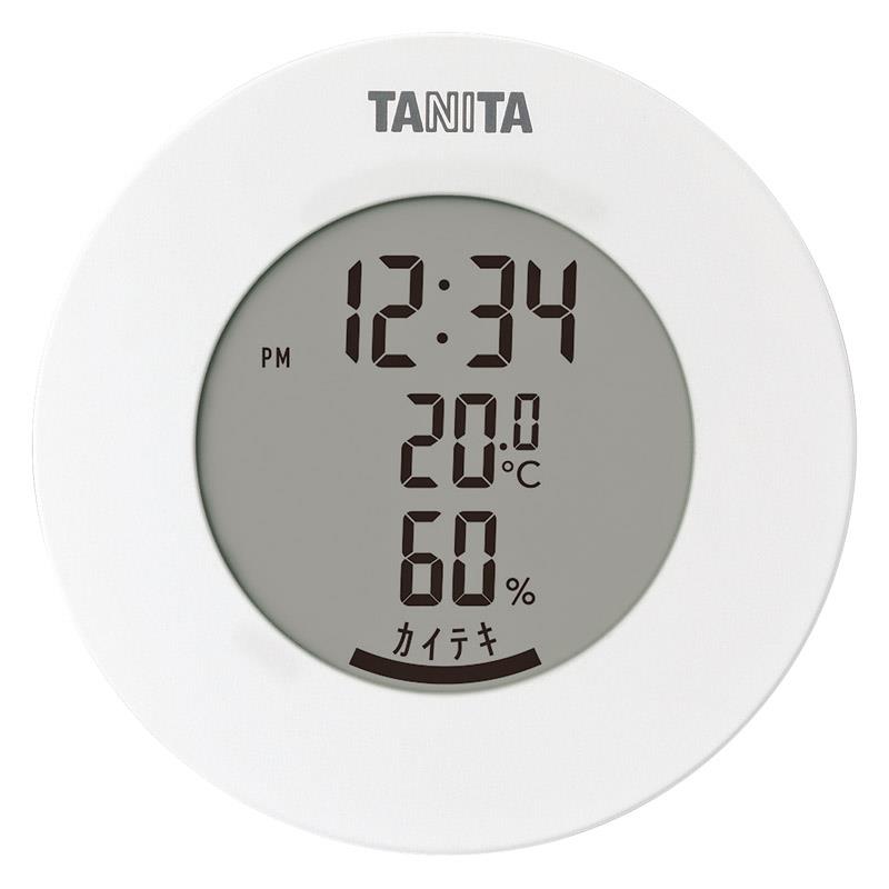 タニタ デジタル温湿度計（丸型デザイン） ホワイト TT-585-WH