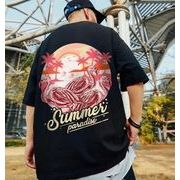 2022春夏新作 メンズ 男 カジュアル 半袖 丸首 プリント トップス Tシャツ インナー 2色 M-5XL