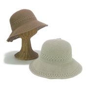 　柄編みコットンポリサーモキャペリン　レディース帽子