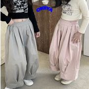 2024年春新作　韓国子供服　キッズ服　男女兼用　ボトムス　ロングパンツ　ゆったり　2色展開　90#-150#