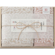 紋織タオル 今治謹製 フェイスタオル&ウォッシュタオル(木箱入) ピンク C5052046