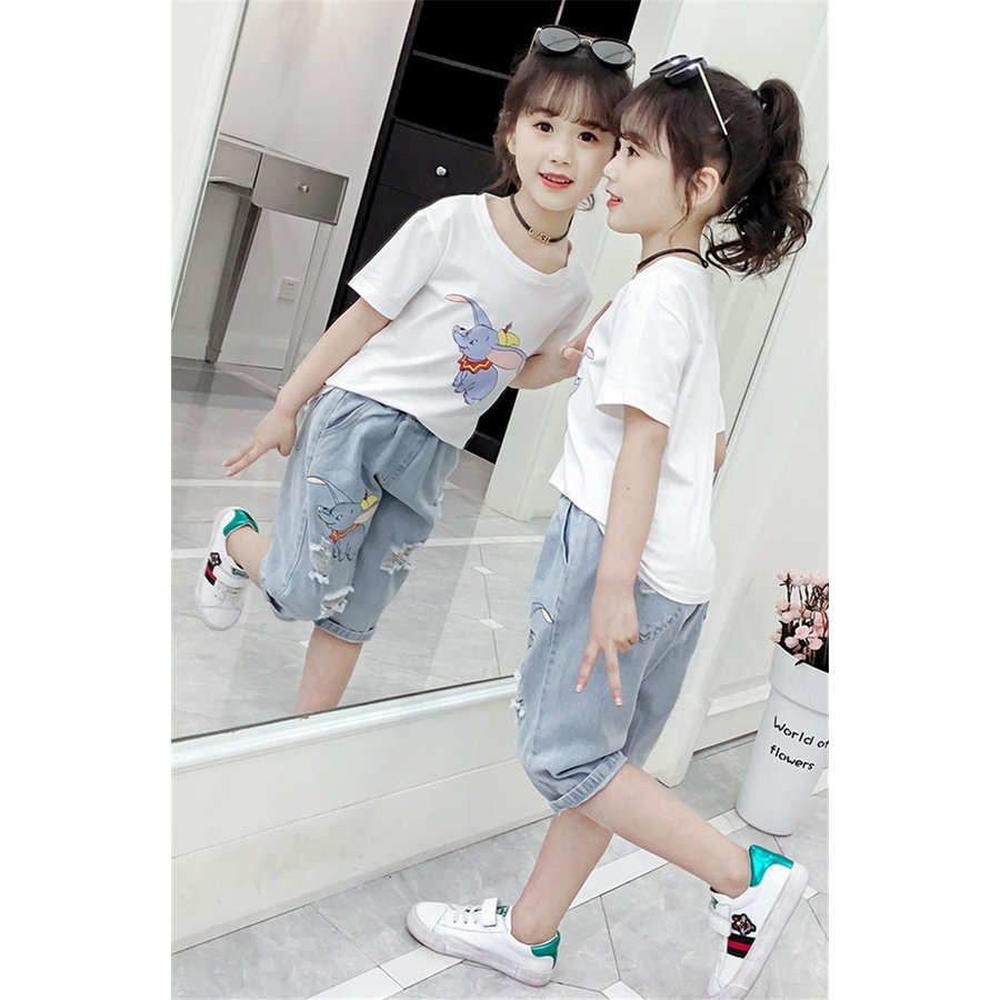 子供服 セットアップ 夏 韓国子供服 女の子 ジュニア キッズ 上下セット 2点セット Tシャツ 半袖