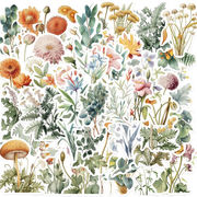 50枚 植物 自然のイラスト 花と草 ステッカー 手帳素材  花ステッカー 防水 装飾ステッカー