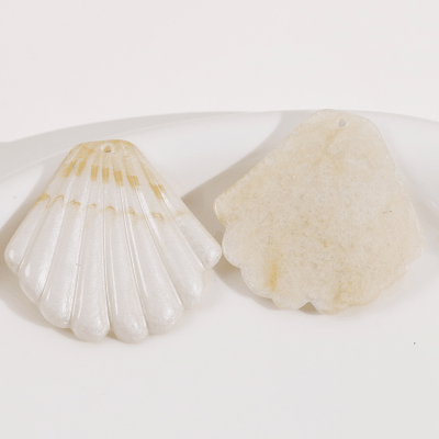 アクセサリーパーツ 手芸DIYデコパーツ ヘアアクセサ ピアス アクリル樹脂 ビーズ 穴ある 貝殻シェル