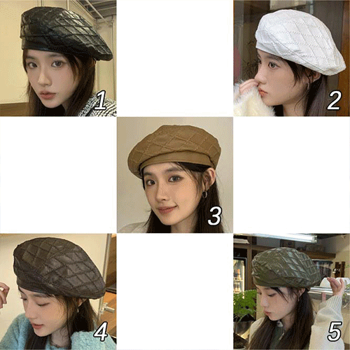 【2024春新作】韓国風レディース　 PU ベレー帽子 ハット オシャレ きれいめ 全5色