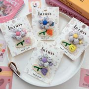 ★全4色★　子供ヘアピン　2点セット　お花　布ヘアアクセサリー　韓国キッズヘアアクセサリー