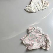 【2024夏服】韓国版子供服22夏女の子赤ちゃん綿糸小花綿柔半袖シャツTシャツ