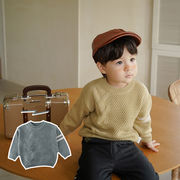 男の子、クルーネックセーター、秋の新しいスタイル、韓国の子供服、ニットセーター、ボトムシャツ