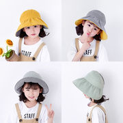 子供の空帽子夏の格子赤ちゃんのけ止めサンバイザー親子韓国版女の子のお姫様太陽の漁師帽