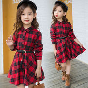 子供服 女の子 韓国トレンド チェックワンピース 2024年新作 秋の子供服