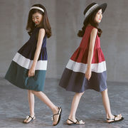 韓国風ドレス 夏の新作子供服 女の子 ノースリーブドレス  かっこいい