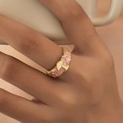 かわいい　きのこの指輪　ピンクとゴールド　キノコのリング　レディース 指輪　きのこ雑貨