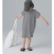 キッズ 韓国子供服 子供用のスカート ワンピース ワンピース 2024夏新作  日系  親子服 縞 90-150