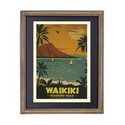 ODハワイアン フレームポスター WAIKIKI SUNSET　インテリア/壁掛け/南国※2024.5入荷