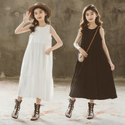 2024年の新しいスタイル、夏の子供服、韓国の人気のガールズドレス、ロングスカート、ケーキスカート