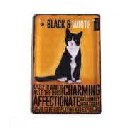 メタルポストカード BLACK&WHITE　猫/はがき/手紙/レター