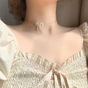 新作春夏新作 首飾り　ピアス  女性の気質の弓の模造真珠のネックレス   アクセサリー　パール  卸売