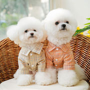 新作 春と夏の子犬の犬の格子縞のクマのショートシャツ  小型犬服  超可愛いペット服  犬服  猫服  犬用
